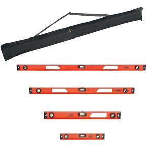 Set di Livelle Magnetiche con 4 Pezzi da 16/24/36/48 Pollici, in Lega di Alluminio, con 3 Vialle Verdi Trasparenti, Livella a Bolla Sospesa - Product Image 1