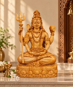Statue en bois du Dieu Shiva, idole artisanale de Mahadev, décoration de temple domestique, cadeaux spirituels, décoration religieuse pour salle de méditation - Product Image 1