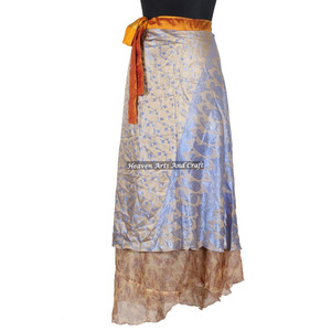 Long Sari Silk <b>Wrap</b> <b>Skirts</b> for Beach Wear Boho Stylish Multi Color Summer Wear Comfortable Fashion Hippie Style Free Size Gypsy - Product Image 4