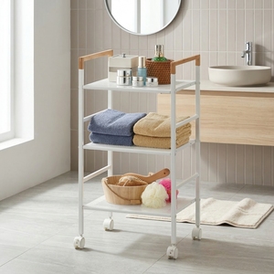 MIT Shopee Venta al por mayor DIY hogar bambú cocina almacenamiento bastidores ruedas Taiwán almacenamiento muebles fabricante Metal Material - Product Image 1