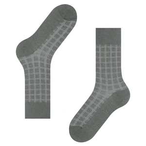 Chaussettes pour hommes personnalisées, chaussettes en tricot à carreaux gris respirantes, chaussettes décontractées d'automne - Product Image 4