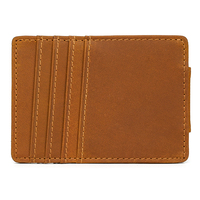 Dompet Kulit Asli Pria Vintage Tipis Anti RFID Ukuran Pendek Bukaan Terbuka Lapisan Poliester Logo Dapat Disesuaikan 8 Slot Kartu