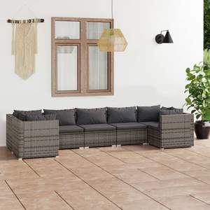 Conjunto de Muebles de Jardín Modulares de 7 Piezas en Ratán Sintético Gris, Muebles de Exterior Modulables - Product Image 1