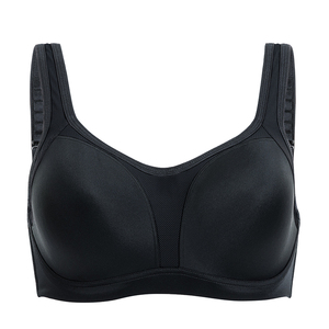 เสื้อชั้นในกีฬาผู้หญิงแบบ Racerback ระดับการซัพพอร์ตปานกลาง สำหรับโยคะ ฟิตเนส ระบายอากาศได้ดี สีดำล้วน ชุดออกกำลังกาย เสื้อชั้นในกีฬาแบบใหม่สำหรับผู้หญิง - Product Image 3