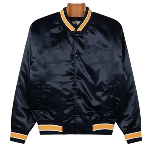 Wholesale Custom Men's Satin Windbreaker <b>Jacket</b> Plus Size <b>Waterproof</b> Knitted With Breathable Button Closure For <b>Winter</b> - Product Image 4