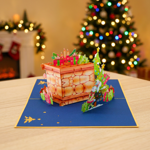 Tarjeta Pop-up 3D Hecha a Mano, Diseño Personalizado, Estilo Chimenea, Sobre Navideño, Regalos de Hanoi, Estilo Romántico, Superventas - Product Image 6