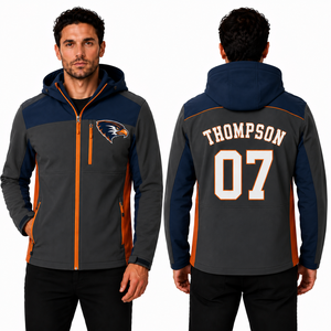 Chaqueta con Capucha Personalizada para Equipos, con Bordado Frontal de la Mascota y Nombre y Número del Jugador en la Espalda, Softshell, Venta al Por Mayor, OEM, para Clubes y Equipos de Entrenamiento - Product Image 3