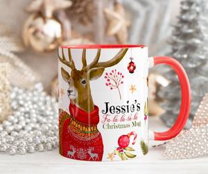 <b>Christmas</b> Cartoon Deer Design Porcelain Coffee Mug Personalized Name Dishwasher Microwave Safe <b>Gift</b> <b>Box</b> Packaging for Holiday - Product Image 1