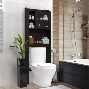 Mobiletto Moderno in Legno per il Bagno, Salvaspazio Sopra il WC, Organizzazione per Casa e Bagno - Product Image 4