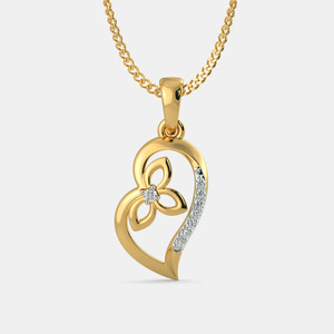 Yellow Gold Butterfly Heart Lab Grown Diamond Pendant Necklace - Product Image 1