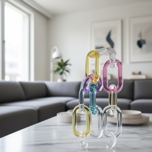 Escultura Geométrica de Eslabones de Cadena de Acrílico, Accesorio Decorativo Moderno para Mesa de Centro - Product Image 3