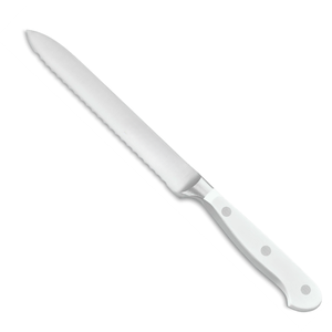 Cuchillo de Cocina Premium de 5 Pulgadas con Hoja Dentada de Acero Inoxidable Afilada y Mango Remachado Blanco para Pan, Frutas, Tomates y Otros Alimentos - Product Image 3