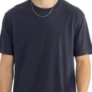 T-shirt décontracté bleu marine foncé pour homme, col rond, manches courtes, en coton doux, coupe oversize, respirant, streetwear d'été, personnalisable - Product Image 3