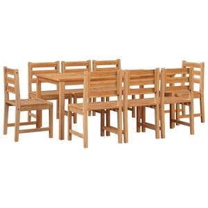 Conjunto de Comedor de Jardín de Madera Maciza de Teca Marrón de 9 Piezas, Duradero, Versátil y Elegante - Product Image 3