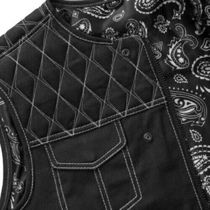 Gilet de motard en jean intégral pour homme, matelassage losanges, doublure cachemire, dissimulé pour porte-armes - Product Image 2