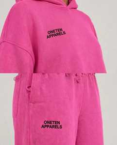Conjunto Deportivo Rosa con Capucha para Mujer Oneten, Top de Manga Larga y Pantalones Anchos - Product Image 6