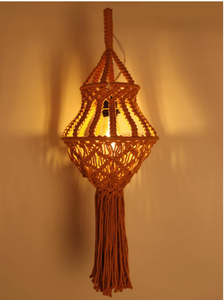 Bohemian Macrame Lampshade Cotton Woven Pendant <b>Light</b> Cover <b>Small</b> Size <b>Ceiling</b> Mount for Living Room - Product Image 1