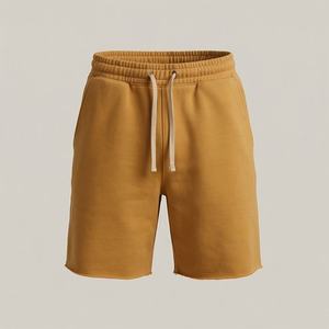 กางเกงขาสั้นวินเทจผ้าฝ้ายฟลีซสำหรับผู้ชาย หนานุ่ม พิมพ์ลายนูน 3 มิติ ดีไซน์ฟอกสีสไตล์ฮาร์ดแวร์ สตรีทแวร์ ปรับแต่งสีได้ - Product Image 1