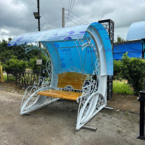 Chaise suspendue en fer forgé de qualité supérieure pour jardin, patio, parc et école, avec auvent de protection, capacité 3 personnes, design élégant - Product Image 5