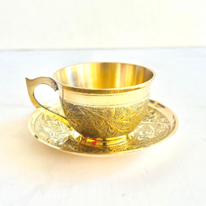 Top selling Metal Tea Coffee <b>Cup</b> and <b>Saucer</b> in Brass Gold Finished Best Quality Tabletop Serving Tea <b>Cup</b> and <b>Saucer</b> - Product Image 2