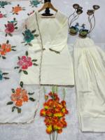 Traje Salwar Farshi para Mujer TENNCY, con Encaje Elaborado, Tela Natural, Antiarrugas, de Secado Rápido, Elástico y Reversible