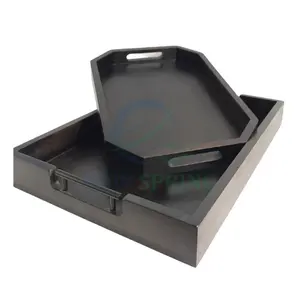 ถาดเสิร์ฟไม้อะคาเซียพร้อมที่จับโลหะรูปทรงเพรียวบางทนทานทันสมัยใช้ในบ้านผลิตในเวียดนาม - Product Image 1