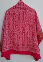 Sarong en coton léger imprimé à la main avec bordure Zari, style bohème