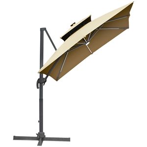 Ombrellone da giardino a LED solare da 3 metri con rotazione a 360° e inclinazione, colore kaki - Product Image 1