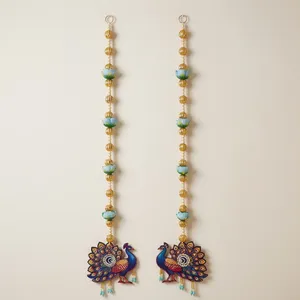 Guirlande suspendue de fleurs perlées Toran avec pompon oiseau, décoration murale pour mariage, Diwali, fait main - Product Image 5