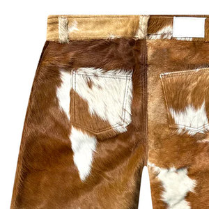 Pantalones Cortos de Cuero con Estampado de Piel de Vaca de Lujo para Hombre, Estilo Occidental, Diseño de Moda Urbana, Pantalones Cortos de Cuero - Product Image 5