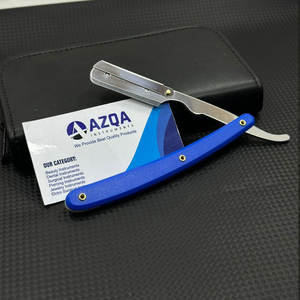 Navaja de Afeitar Clásica Azul de Hoja Recta, Plegable, de Acero Inoxidable, Herramienta de Afeitado para Barberos y Uso Doméstico - Product Image 2
