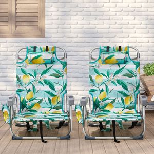 Sedia da Spiaggia 63*65*82cm in Tessuto Oxford Giallo Limone con Tubo in Alluminio Bianco Argento, Capacità 100kg - Product Image 4