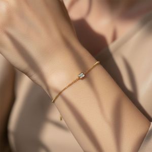 0.70CTW Emerald Bezel-<b>Set</b> Diamond Station Bracelet - Product Image 1