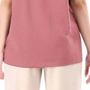 Camiseta de manga corta con cuello redondo para mujer, color rosa polvoriento, corte relajado, informal, básica, holgada, para uso diario, ropa de moda para mujer D - Product Image 5