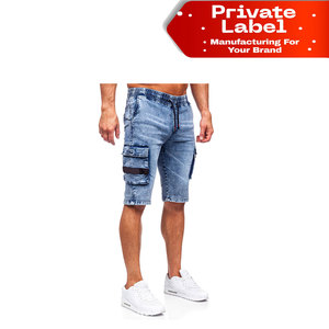Shorts de Mezclilla para Hombre, Venta al Por Mayor Directa de Fábrica, Lavado Claro, MOQ Bajo, Shorts de Mezclilla Personalizados al Por Mayor con Cintura Elástica - Product Image 1