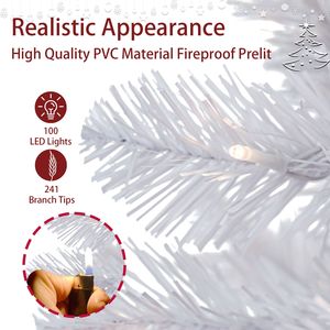 Árbol de Navidad Artificial Blanco de 1.2 Metros con Base, 100 Luces LED y 241 Ramas Realistas - Product Image 3