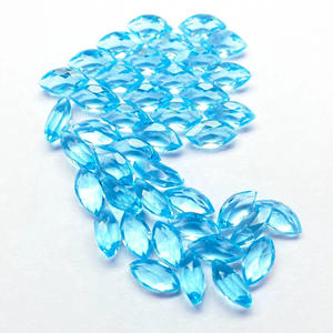 พลอยโทแพซสีฟ้าธรรมชาติคุณภาพ AAA เกรดขายส่ง รูปทรงมาร์คีส์เหลี่ยมเพชรพลอย ขนาด 12x6 มม. สำหรับทำเครื่องประดับ แหวน ต่างหู - Product Image 1