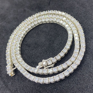 Luxury Geometric <b>Statement</b> <b>Necklace</b> 925 Silver Gold Plated Baguette Cut Diamond Link Chain Unisex Party Jewelry - Product Image 3