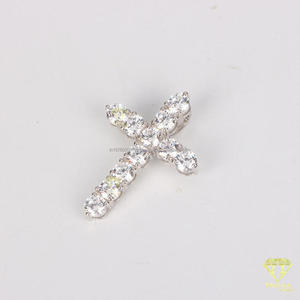 Elegant Christian Cross Necklace Pendant With Diamond Pave Gold Finish - Product Image 4