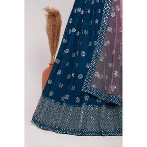 ผ้าจอร์เจียแบบหนาสำหรับนักออกแบบงานปักลายด้วยผ้าขี้ริ้วกับเสื้อผ้า Dupatta Rama - Product Image 2