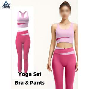 Conjunto de yoga sin costuras color rosa sólido para mujer, conjunto de sujetador deportivo de alto impacto y leggings, ropa de entrenamiento para gimnasio y fitness. - Product Image 6