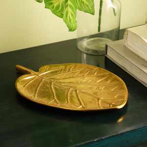 Assiette de service en laiton doré en forme de feuille, vaisselle écologique pour la maison, plat décoratif et de service à prix de gros - Product Image 6