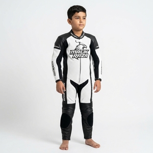 Combinaison de course en cuir pour enfants, équipement de moto pour jeunes, cuir de vache véritable, coupe personnalisée, nom et logo personnalisés - Product Image 4