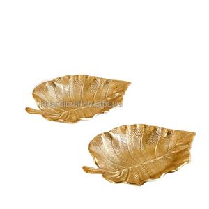 Bandeja de decoración moderna para el hogar de alta demanda, textura de hoja, de aluminio para Navidad Chocolate, boda, Acción de Gracias, sala de estar, artículo de regalo - Product Image 1