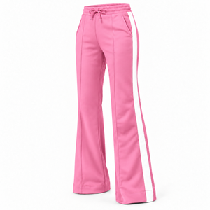 <b>Women</b> Red Fleece Drawstring Flare Pants Breathable <b>Winter</b> Sporty Side Stripe Track <b>Trousers</b> - Product Image 3