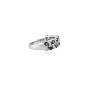 18K Gold Natural Cluster Sapphire and <b>Diamond</b> Half Eternity Wedding Band for Women - Product Image 6