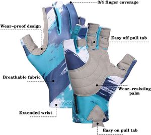 Fabricant et fournisseur de gants de pêche personnalisés, gants de pêche en polyester anti-UV pour activités de plein air, kayak, pagaie, conduite - Product Image 2