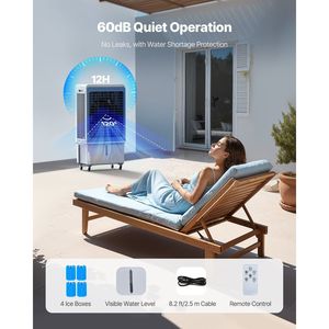Raffrescatore d'Aria Portatile 4129 CFM con Serbatoio d'Acqua da 12,7 Galloni e Telecomando, Ventilatore di Raffreddamento Evaporativo con Timer 12H - Product Image 6