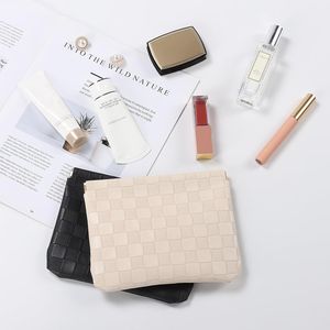 2 pezzi di borse cosmetiche portatili in pelle per donna, borsetta a quadretti con portamonete e porta rossetto - Product Image 3