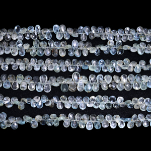 Cuentas de Piedras Preciosas de Aguamarina Natural Hechas a Mano de Primera Calidad, Forma de Pera Facetada, Hilo de 8 Pulgadas para Hacer Joyas, Pulseras y Collares - Product Image 2
